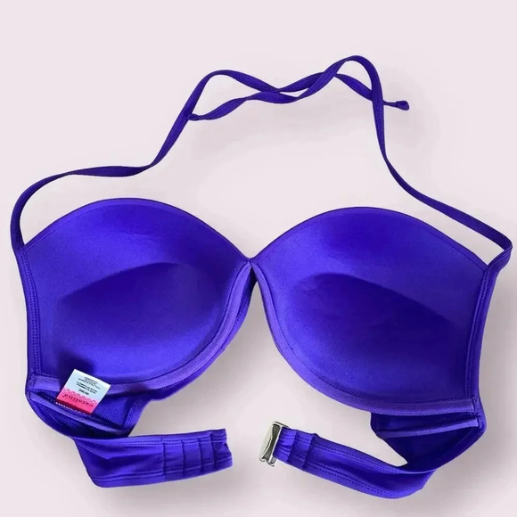 Catalina Halter Bikini Swimsuit Top Padded Underwire Bra Size 36/38C Purple - Picture 9 of 14